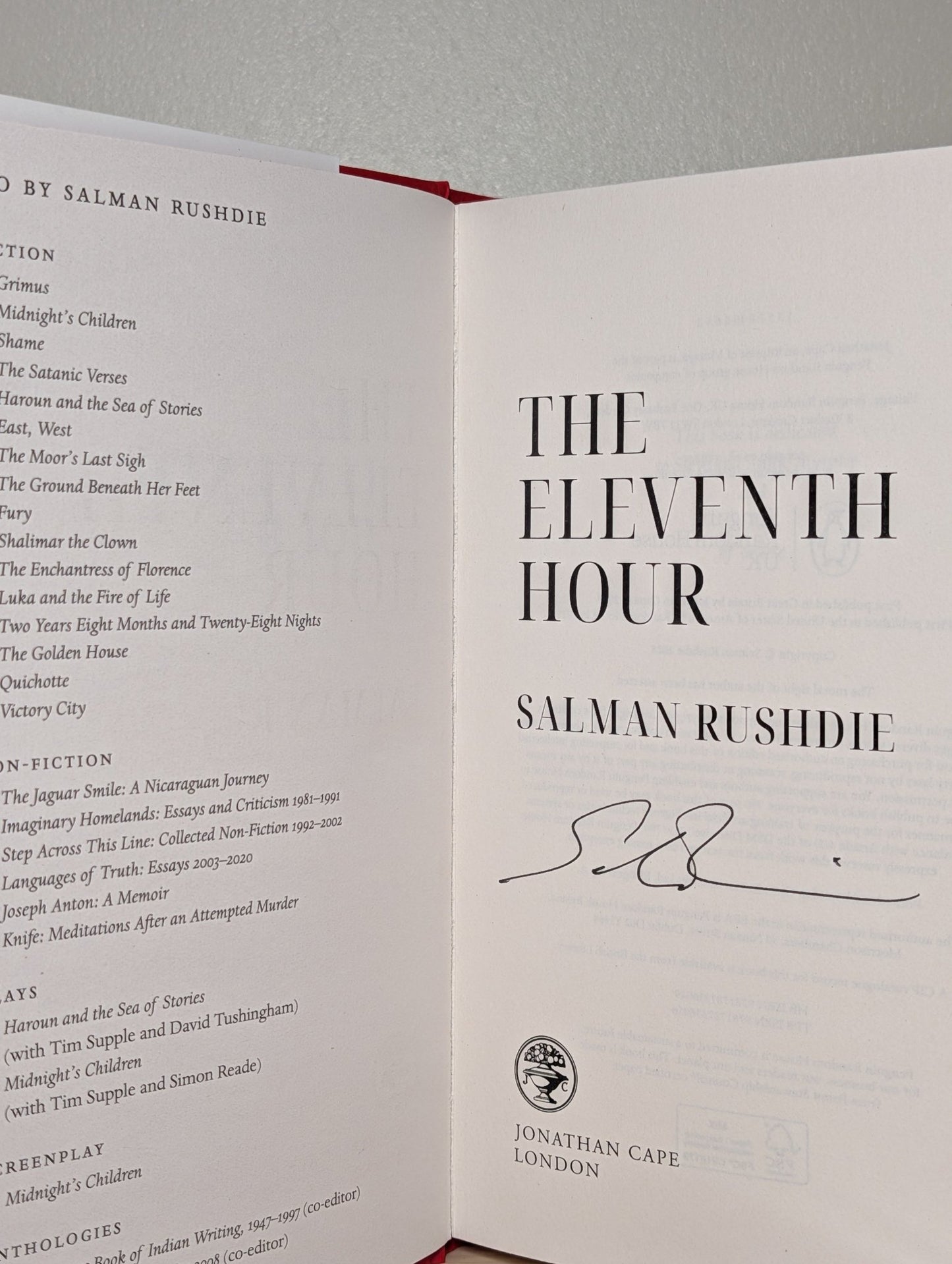 The Eleventh Hour by Salman Rushdie (Signed First Edition) - Fialta Books