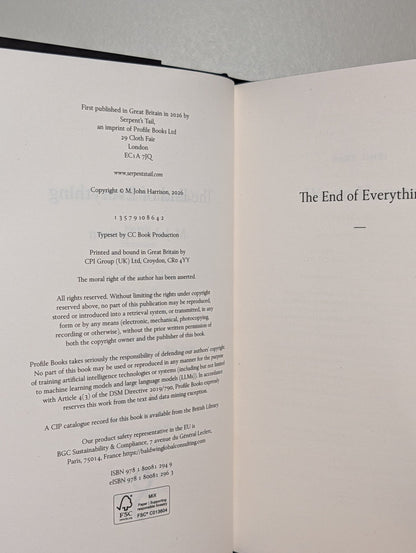 The End of Everything by M. John Harrison (Signed First Edition with sprayed edges) - Fialta Books