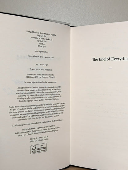 The End of Everything by M. John Harrison (Signed Lined First Edition) - Fialta Books