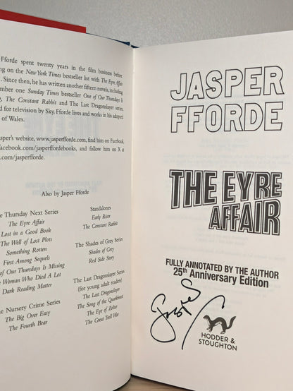 The Eyre Affair by Jasper Fforde (Signed Annotated Anniversary Edition) - Fialta Books