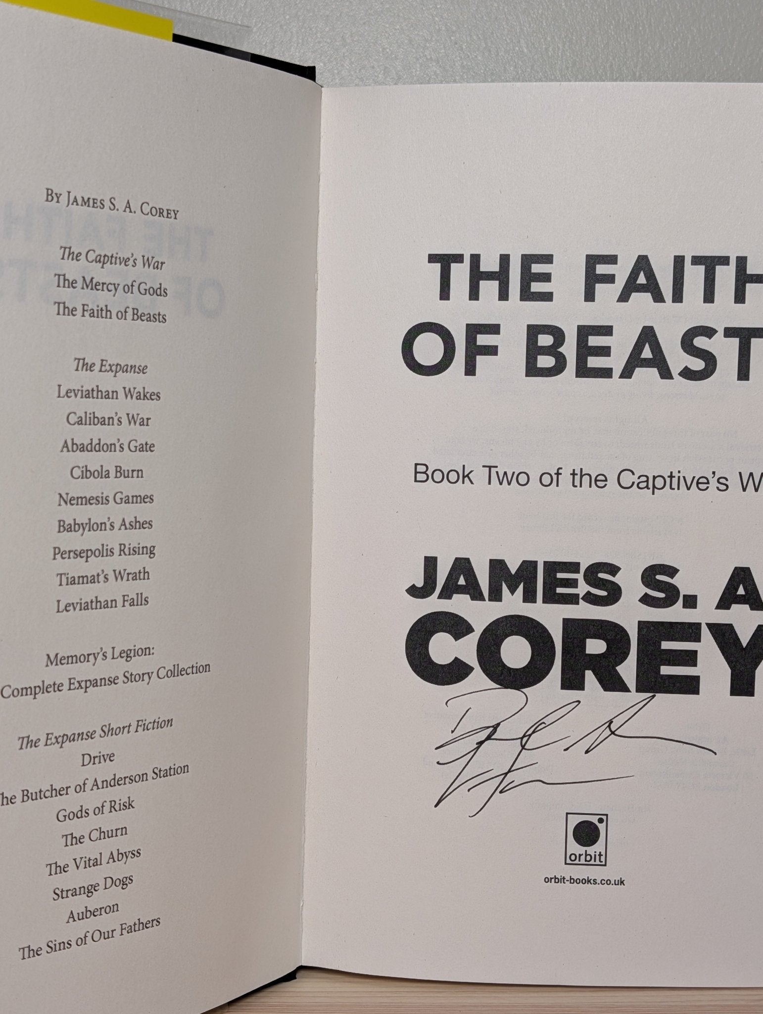 The Faith of Beasts by James S. A. Corey (Signed First Edition) - Fialta Books