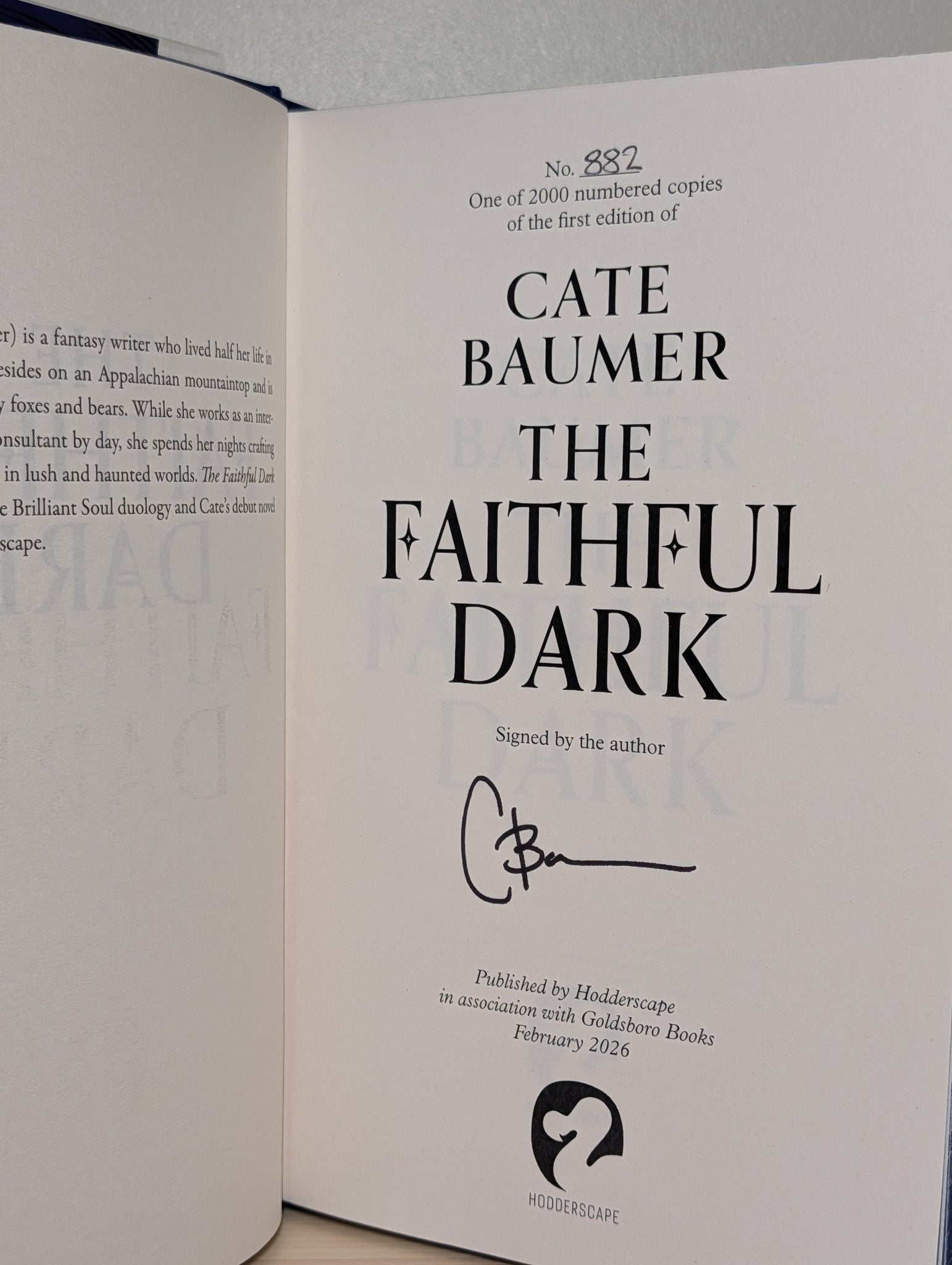 The Faithful Dark by Cate Baumer (Signed Numbered with sprayed edges) - Fialta Books