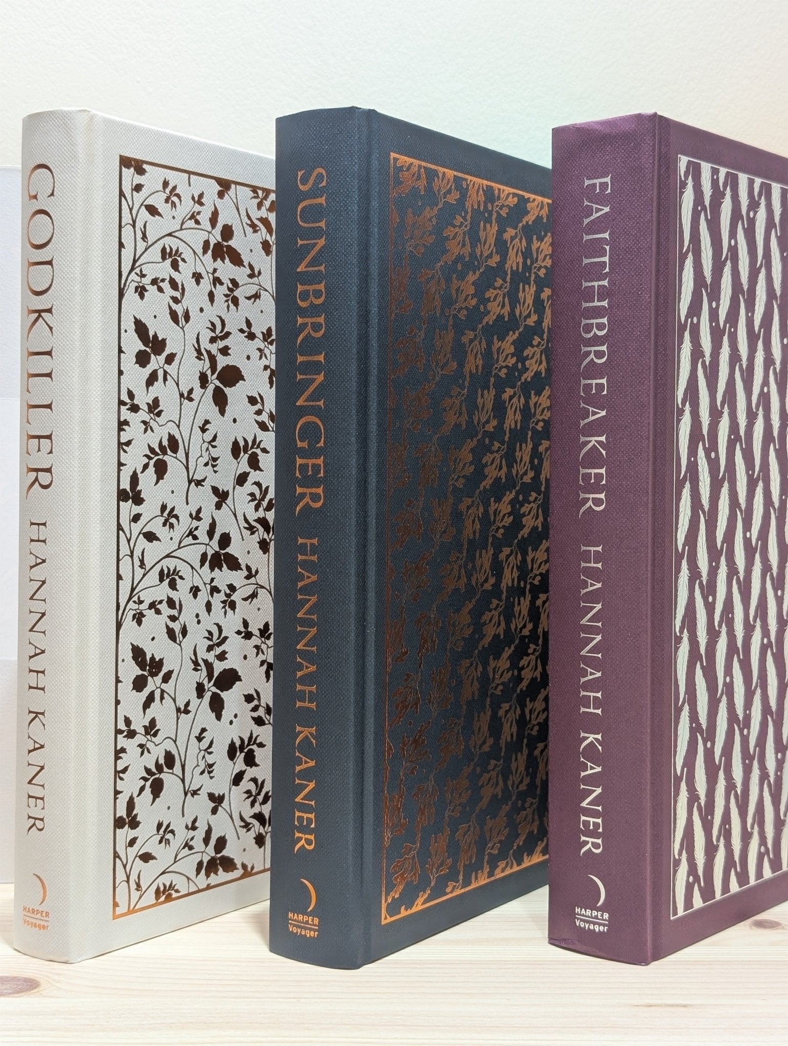 The Fallen Gods: Godkiller; Sunbringer; Faithbreaker by Hannah Kaner (Signed Numbered First Edition with foil on boards) - Fialta Books