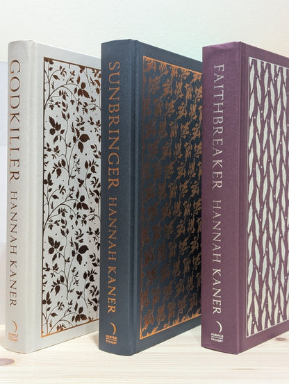 The Fallen Gods: Godkiller; Sunbringer; Faithbreaker by Hannah Kaner (Signed Numbered First Edition with foil on boards) - Fialta Books