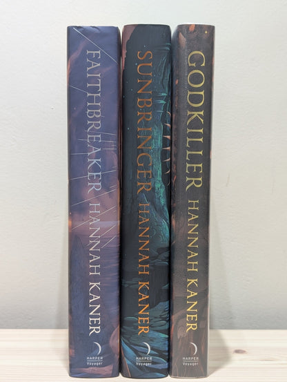 The Fallen Gods: Godkiller; Sunbringer; Faithbreaker by Hannah Kaner (Signed Numbered First Edition with foil on boards) - Fialta Books