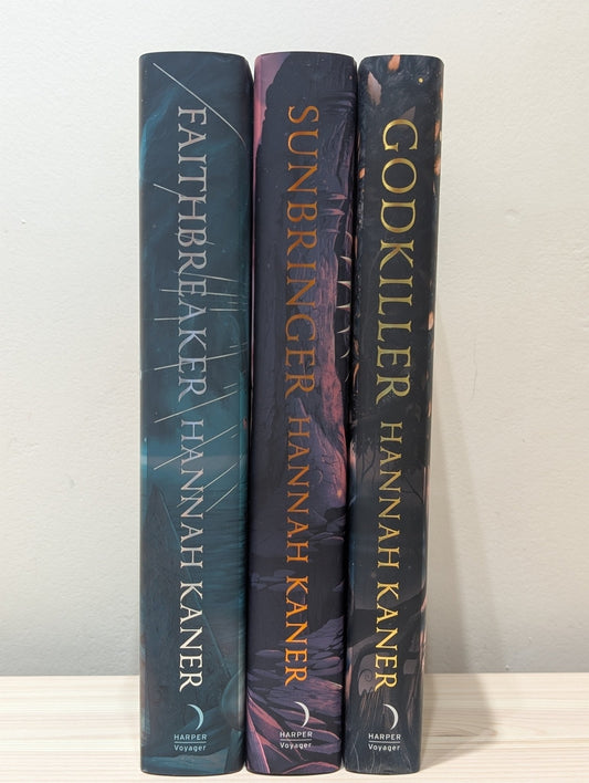 The Fallen Gods: Godkiller; Sunbringer; Faithbreaker by Hannah Kaner (Signed Set with sprayed edges) - Fialta Books