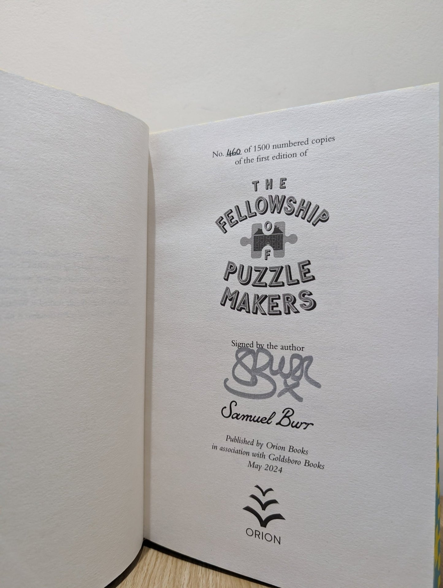 The Fellowship of Puzzlemakers by Samuel Burr (Signed Numbered First Edition with sprayed edges) - Fialta Books