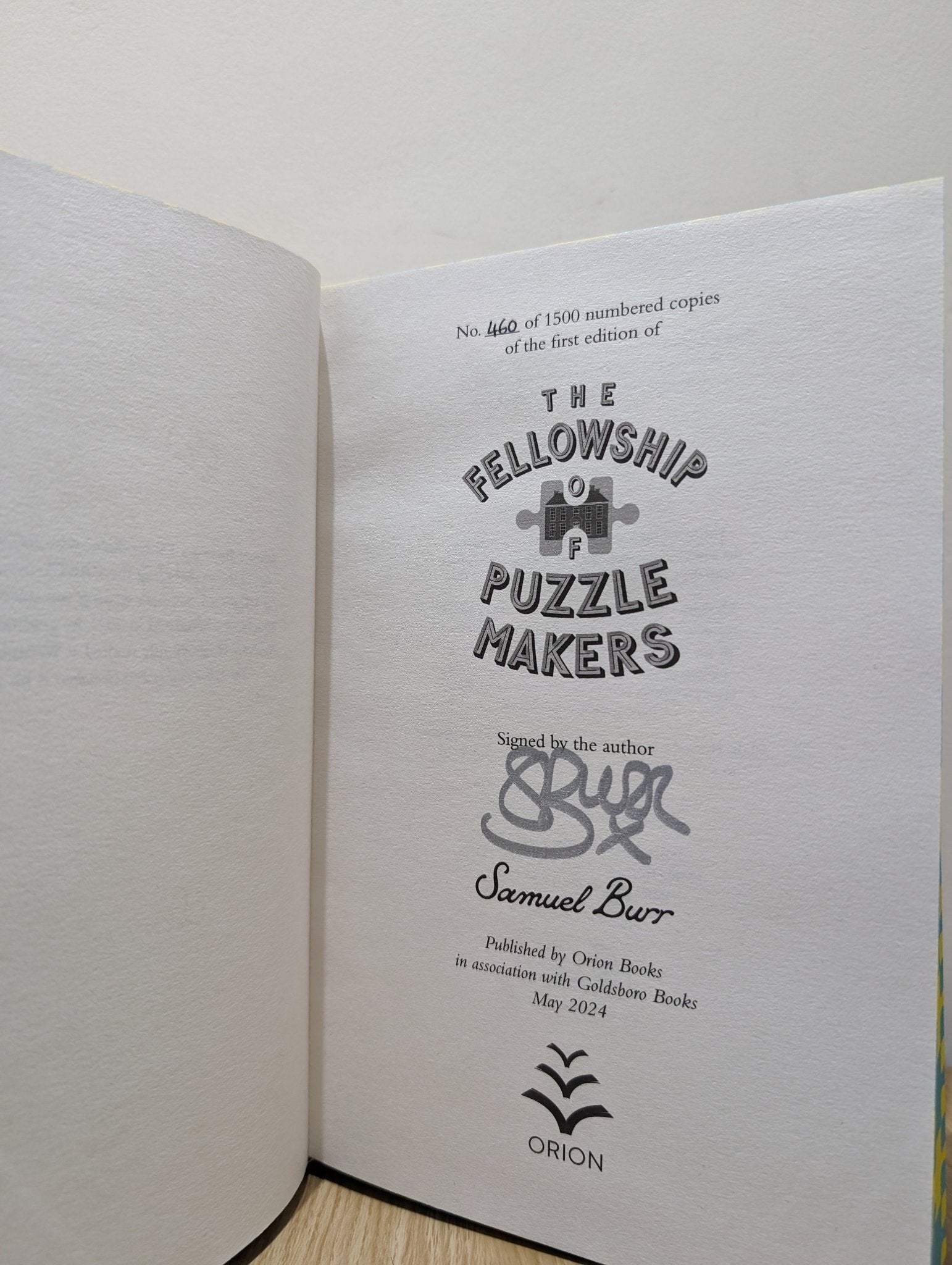 The Fellowship of Puzzlemakers by Samuel Burr (Signed Numbered First Edition with sprayed edges) - Fialta Books