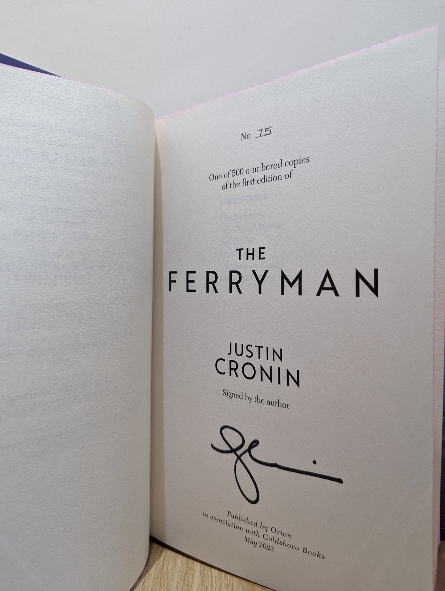 The Ferryman by Justin Cronin (Signed Numbered First Edition with sprayed edges) - Fialta Books