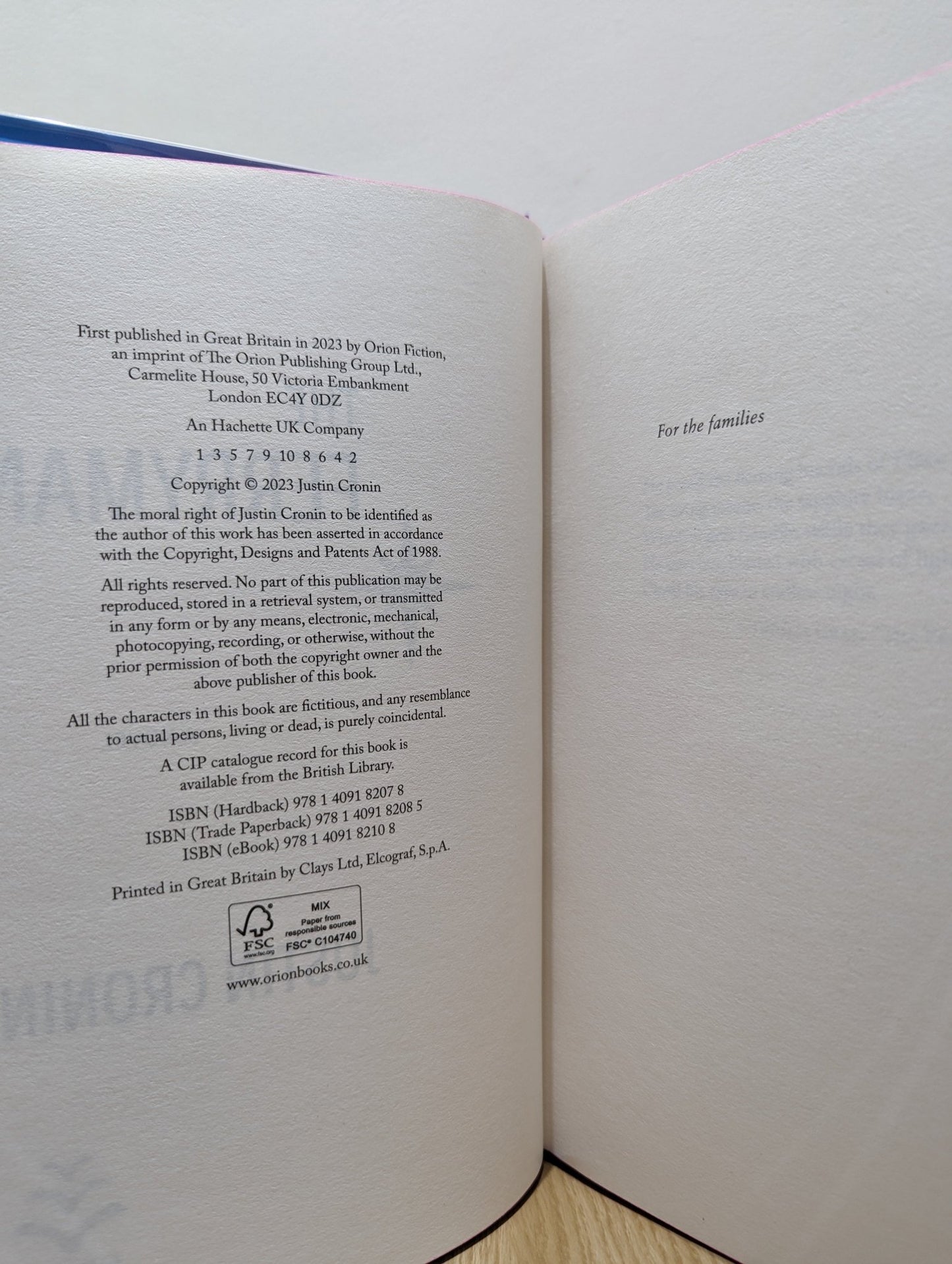 The Ferryman by Justin Cronin (Signed Numbered First Edition with sprayed edges) - Fialta Books