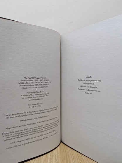 The Final Girl Support Group by Grady Hendrix (Signed First Edition with sprayed edges) - Fialta Books