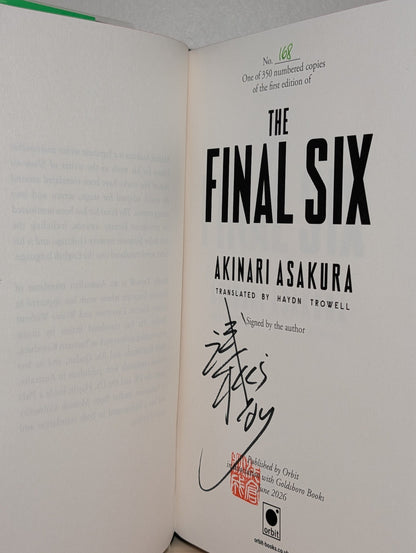 The Final Six by Akinari Asakura (Signed First Edition with sprayed edges) - Fialta Books