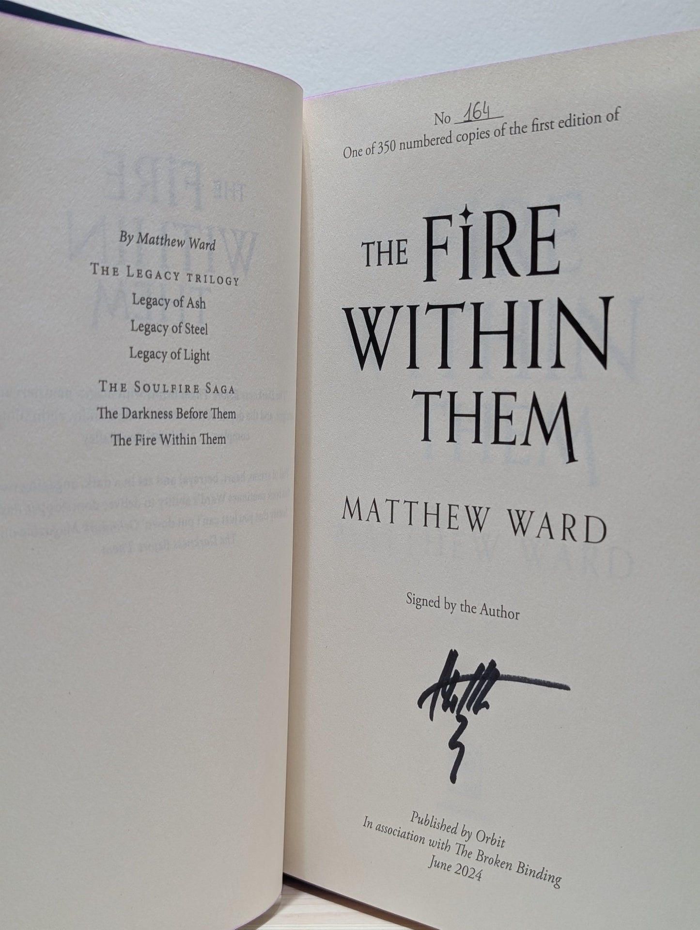 The Fire Within Them by Matthew Ward (Signed with sprayed edges) - Fialta Books