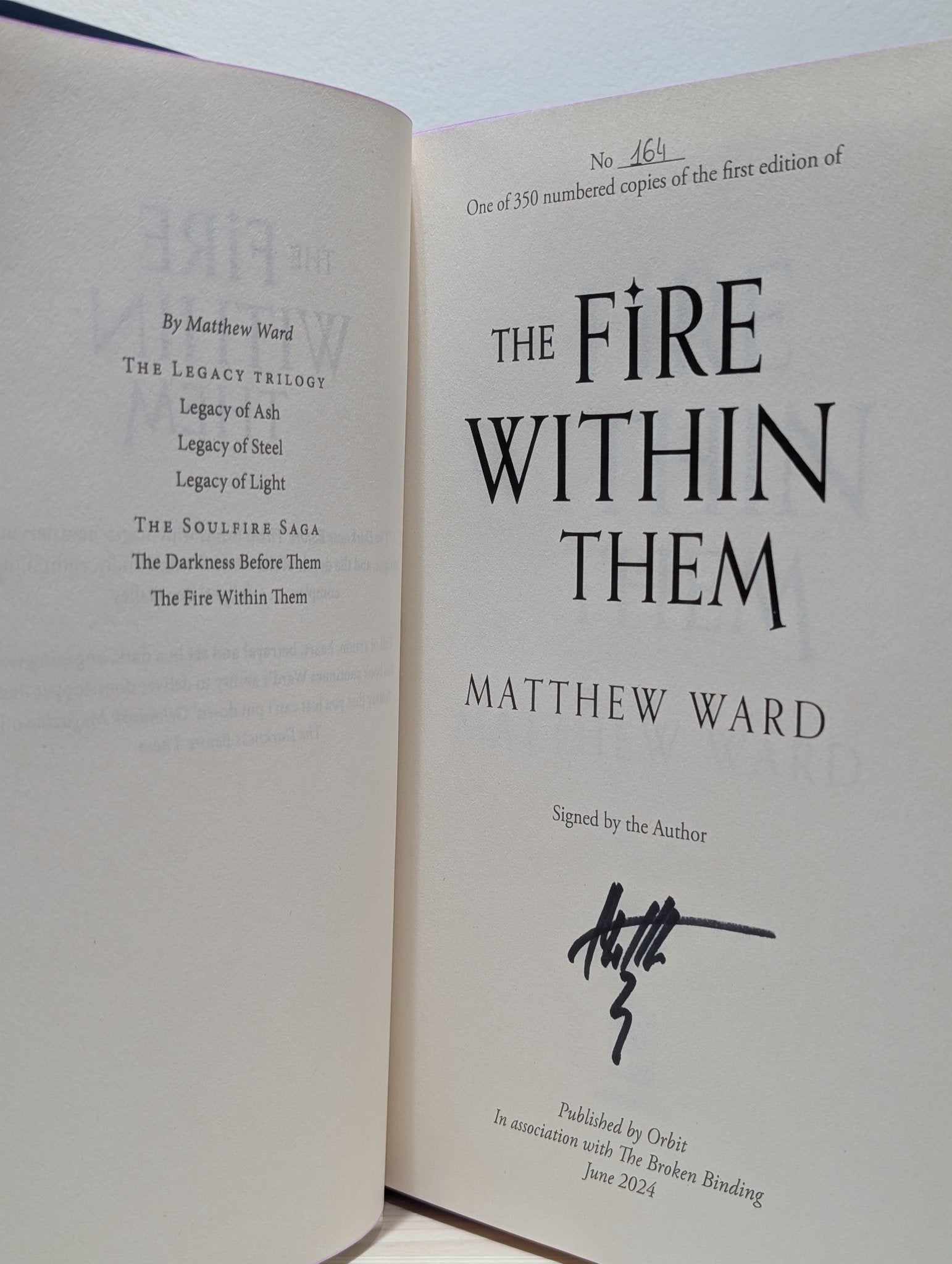 The Fire Within Them by Matthew Ward (Signed with sprayed edges) - Fialta Books