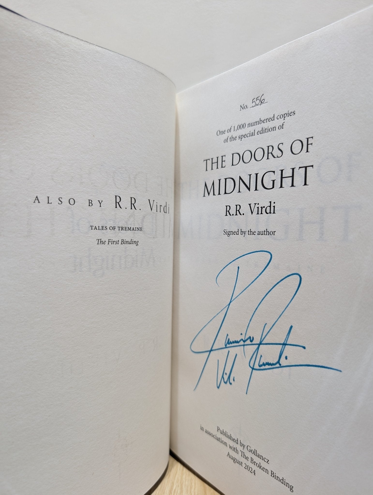 The First Binding; The Doors of Midnight by R.R. Virdi (Signed Numbered with sprayed edges) - Fialta Books