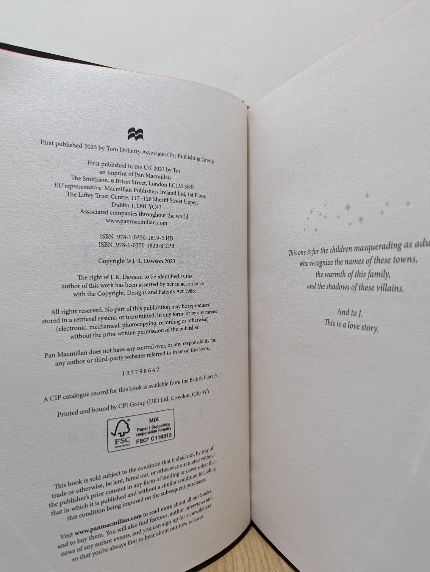The First Bright Thing by J. R. Dawson (Signed First Edition with sprayed edges) - Fialta Books