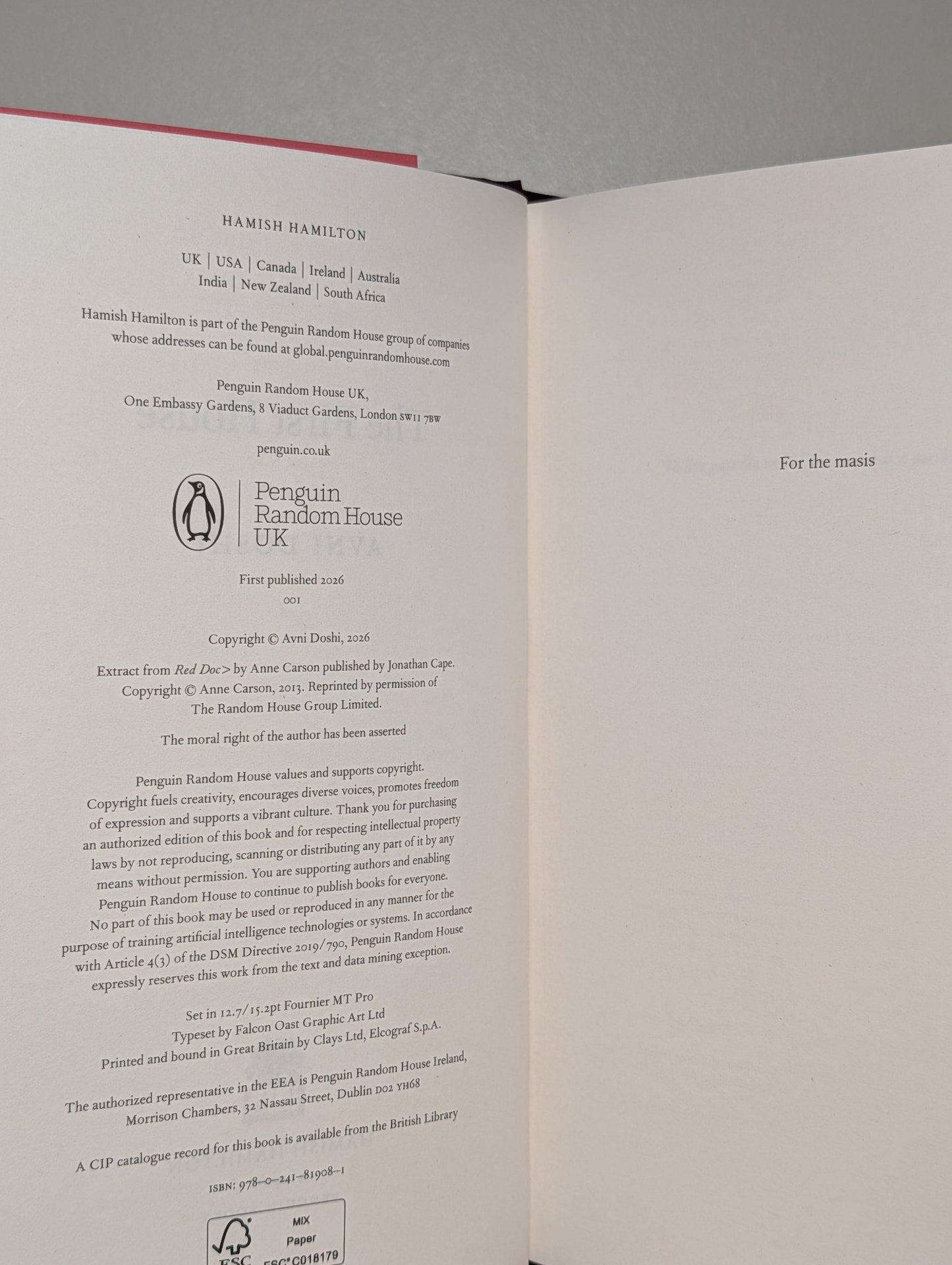 The First House by Avni Doshi (Signed First Edition) - Fialta Books