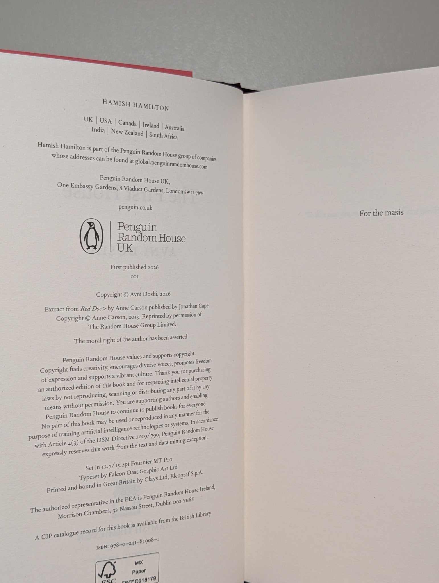The First House by Avni Doshi (Signed First Edition) - Fialta Books