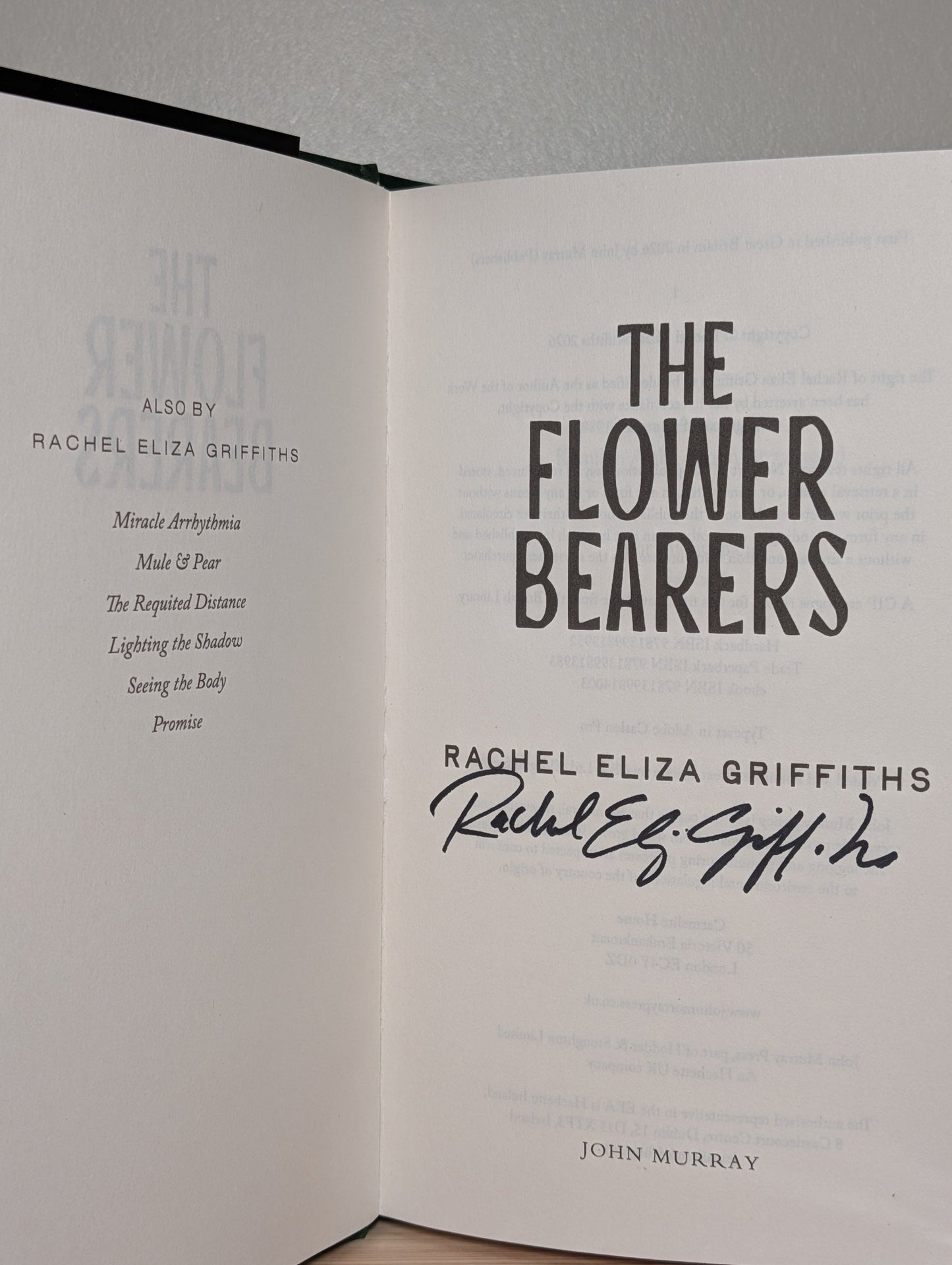 The Flower Bearers by Rachel Eliza Griffiths (Signed First Edition) - Fialta Books