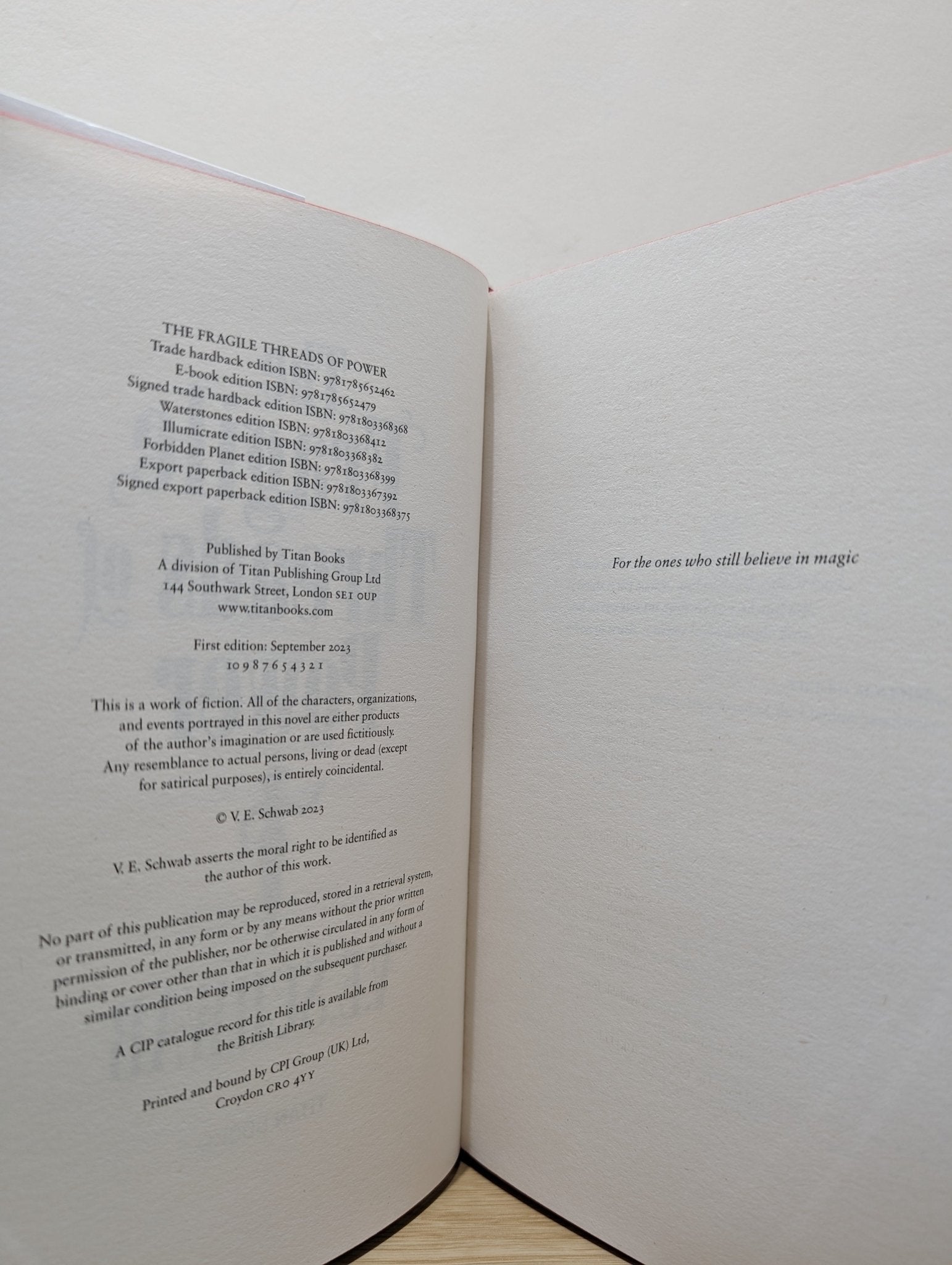 The Fragile Threads of Power by V.E. Schwab (Signed First Edition with sprayed map edges) - Fialta Books