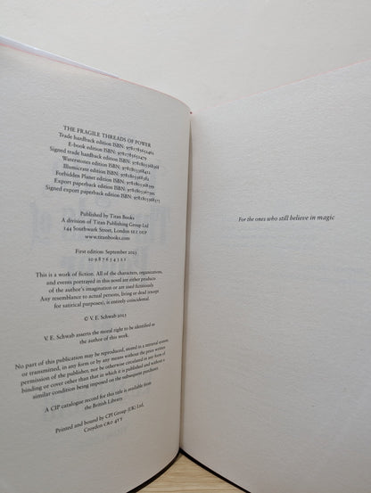 The Fragile Threads of Power by V.E. Schwab (Signed First Edition with sprayed map edges) - Fialta Books
