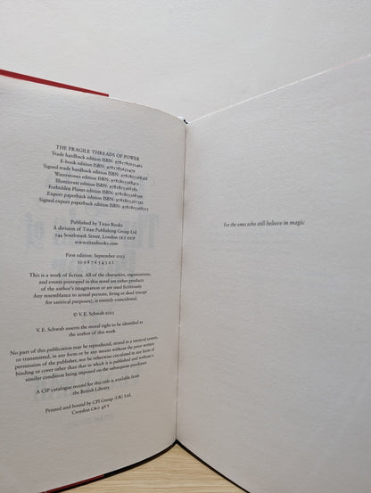 The Fragile Threads of Power by V.E. Schwab (Signed Special Edition with sprayed edges) - Fialta Books