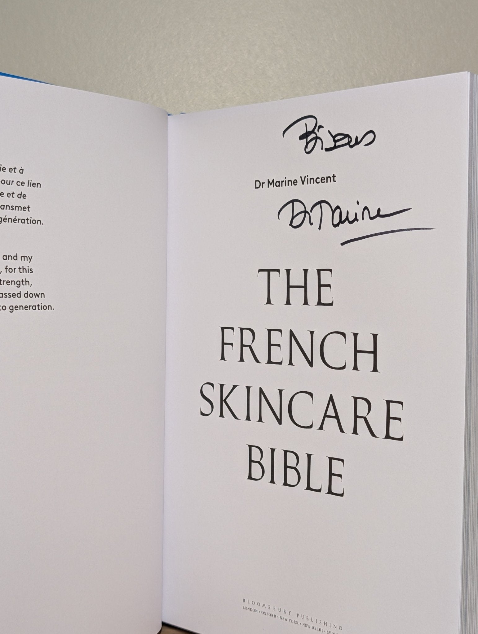 The French Skincare Bible by Dr Marine Vincent (Signed First Edition) - Fialta Books