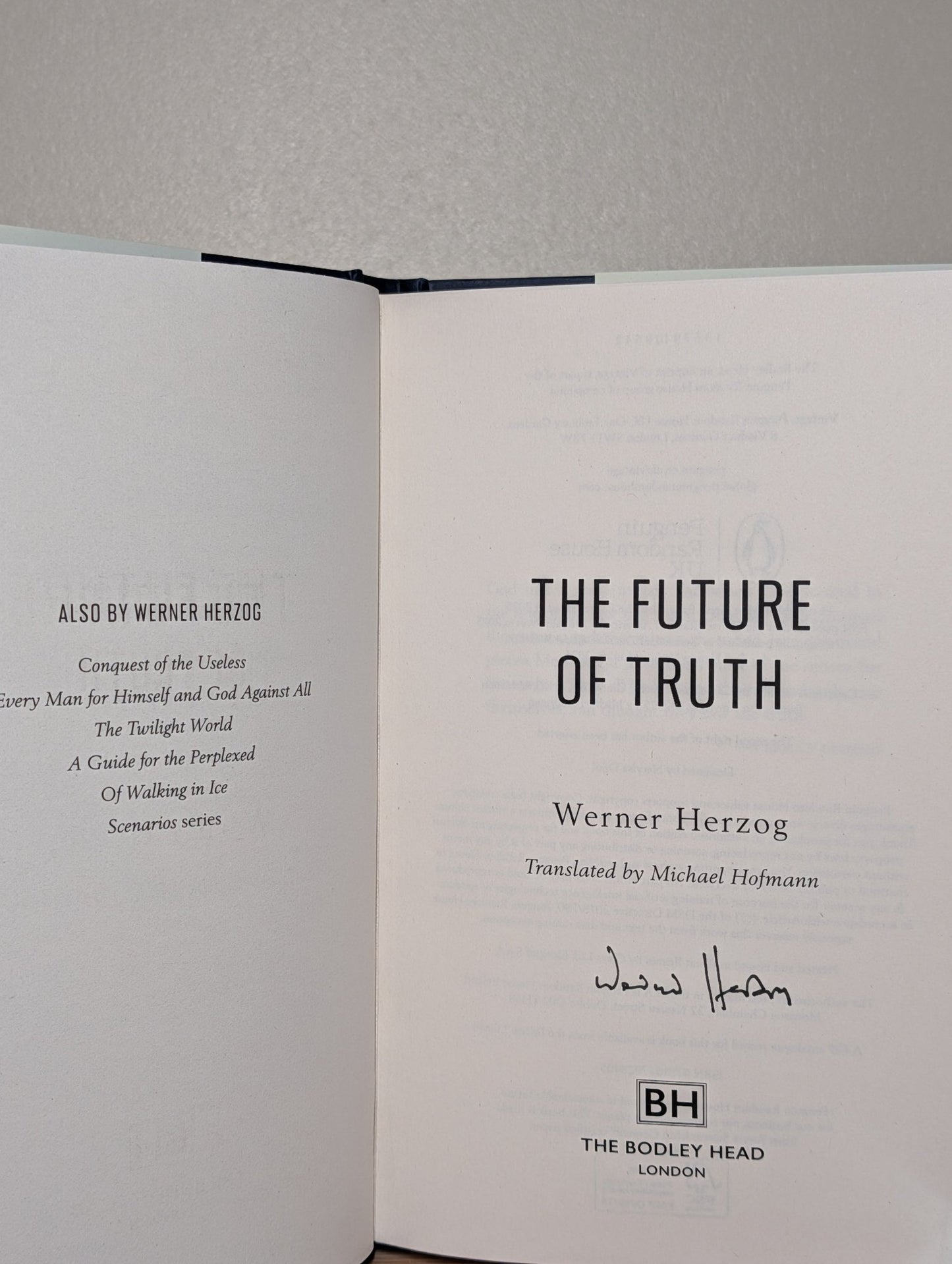 The Future of Truth by Werner Herzog (Signed First Edition) - Fialta Books