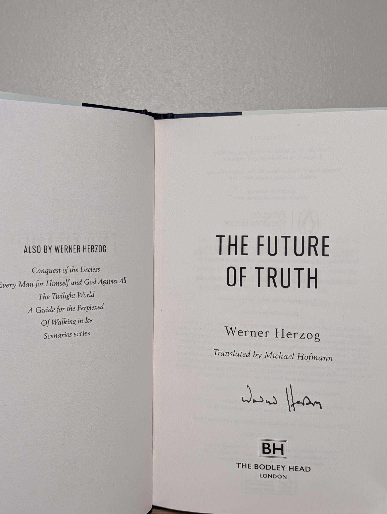 The Future of Truth by Werner Herzog (Signed First Edition) - Fialta Books