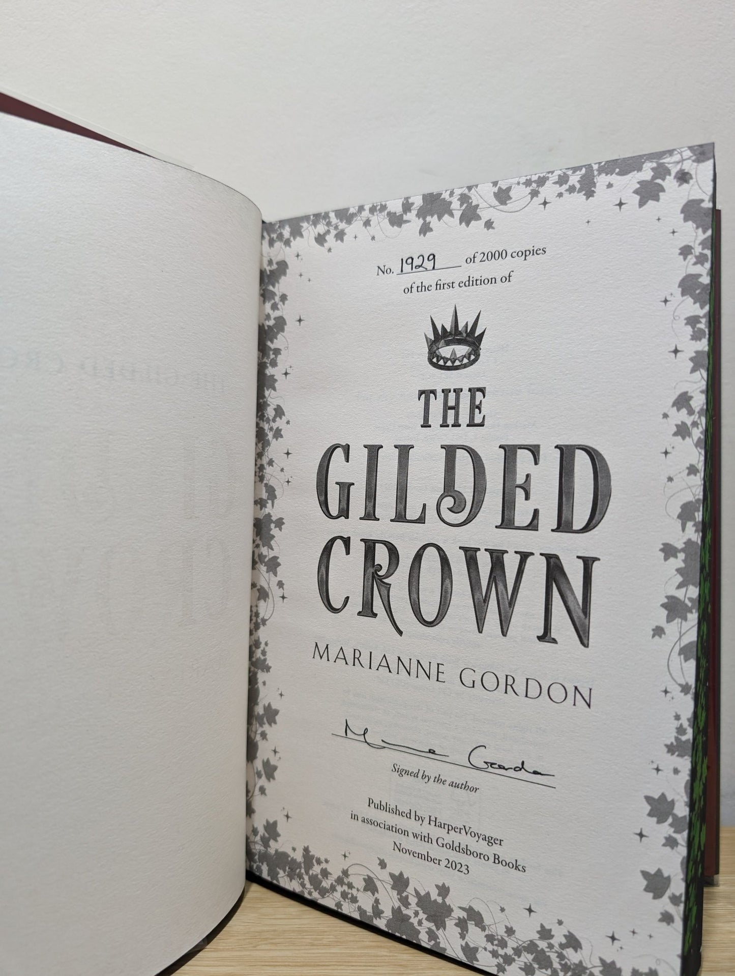 The Gilded Crown by Marianne Gordon (Signed First Edition with sprayed edges) - Fialta Books