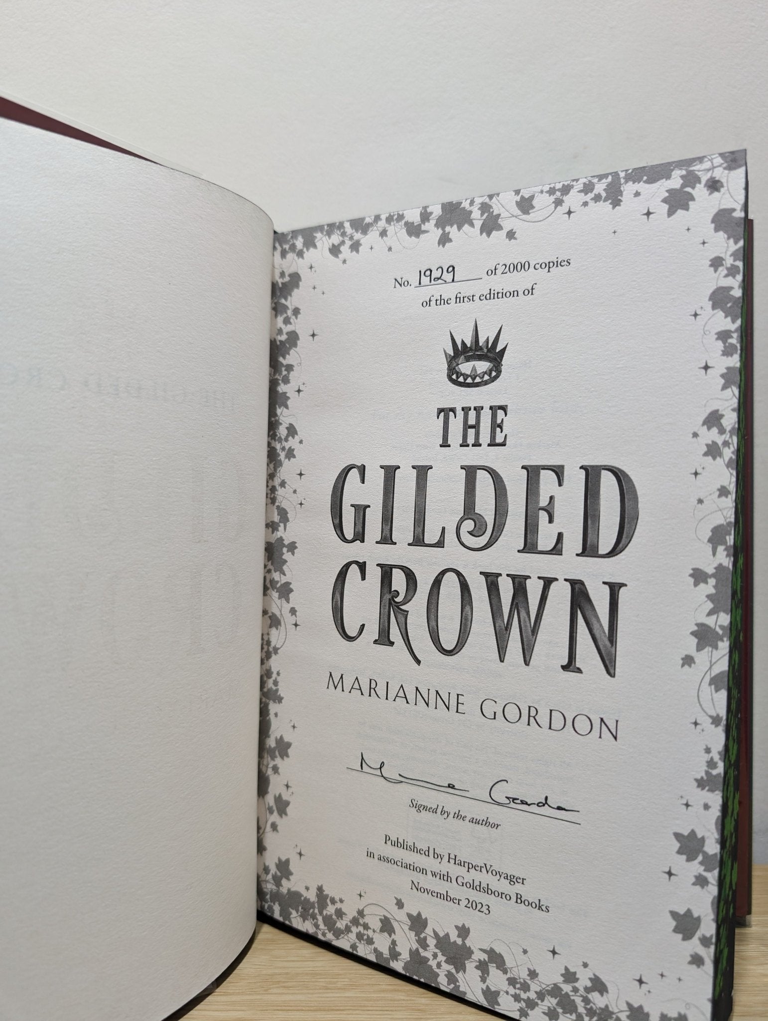 The Gilded Crown by Marianne Gordon (Signed First Edition with sprayed edges) - Fialta Books