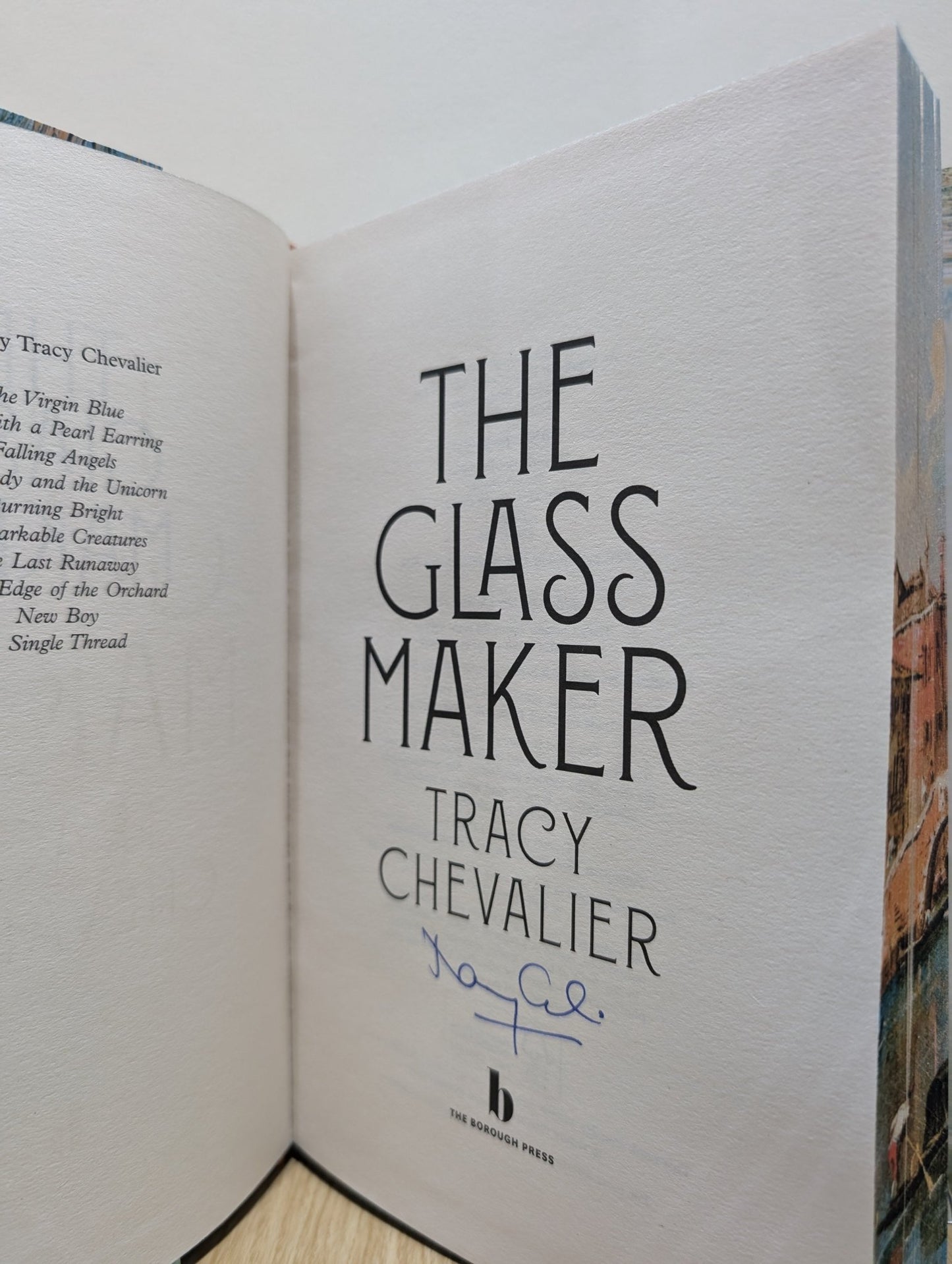 The Glassmaker by Tracy Chevalier (Signed First Edition with sprayed edges) - Fialta Books
