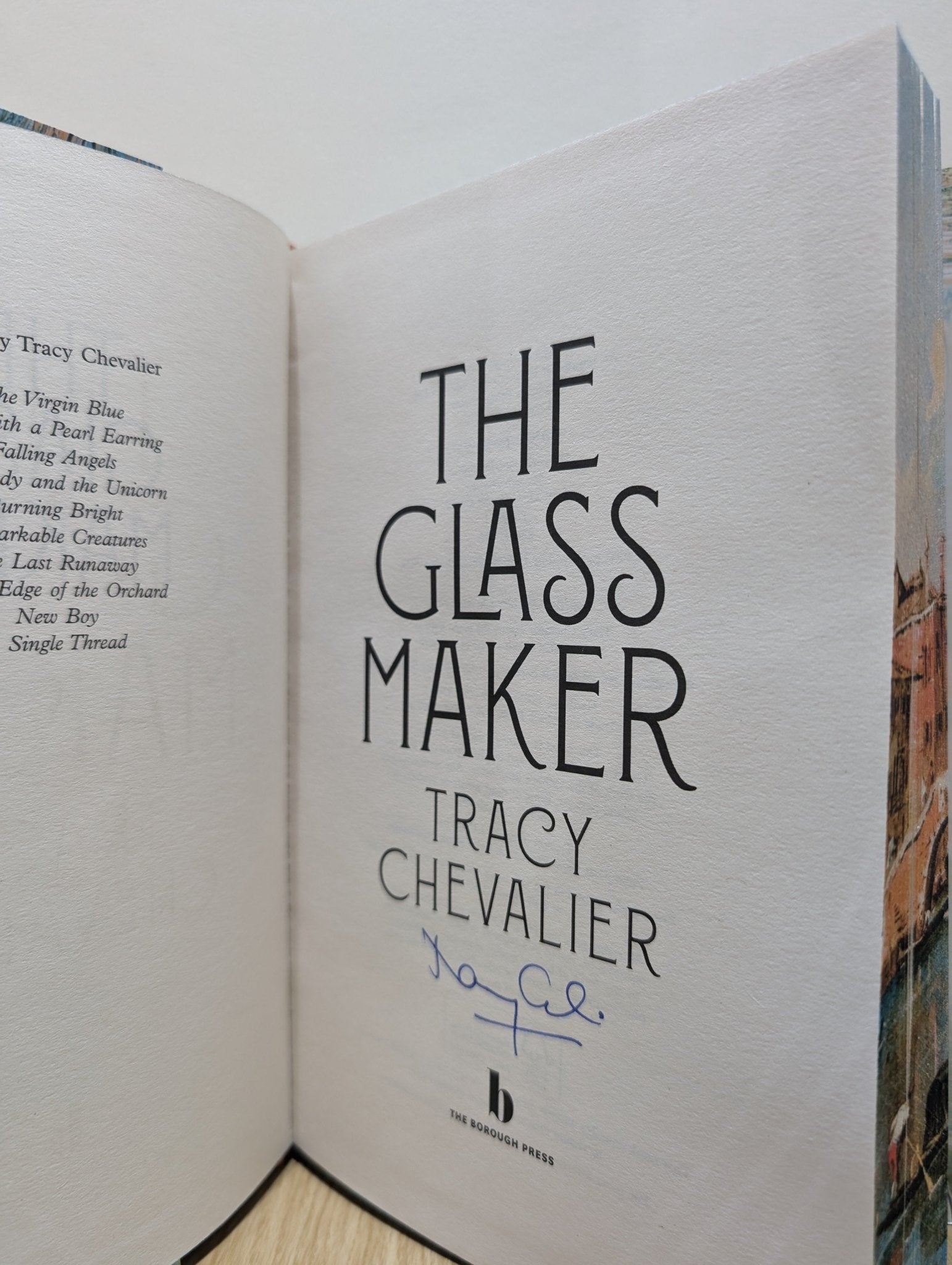 The Glassmaker by Tracy Chevalier (Signed First Edition with sprayed edges) - Fialta Books