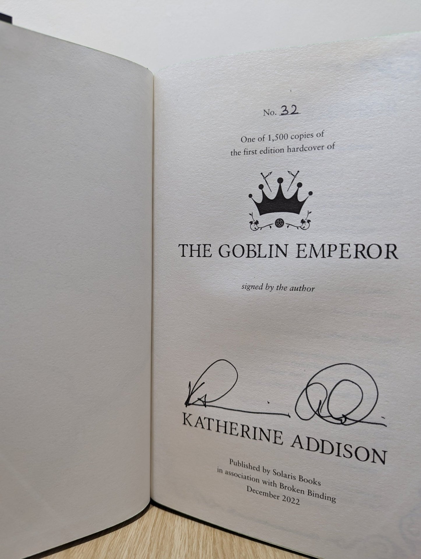 The Goblin Emperor by Katherine Addison (Signed Special Edition with sprayed edges) - Fialta Books