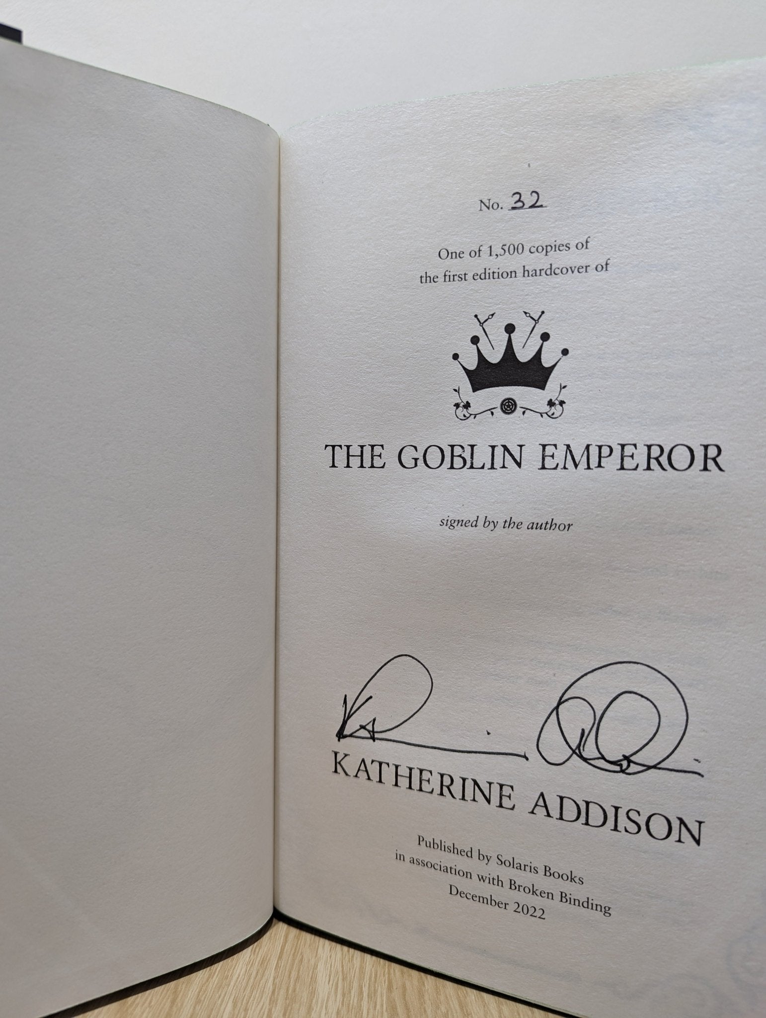The Goblin Emperor by Katherine Addison (Signed Special Edition with sprayed edges) - Fialta Books