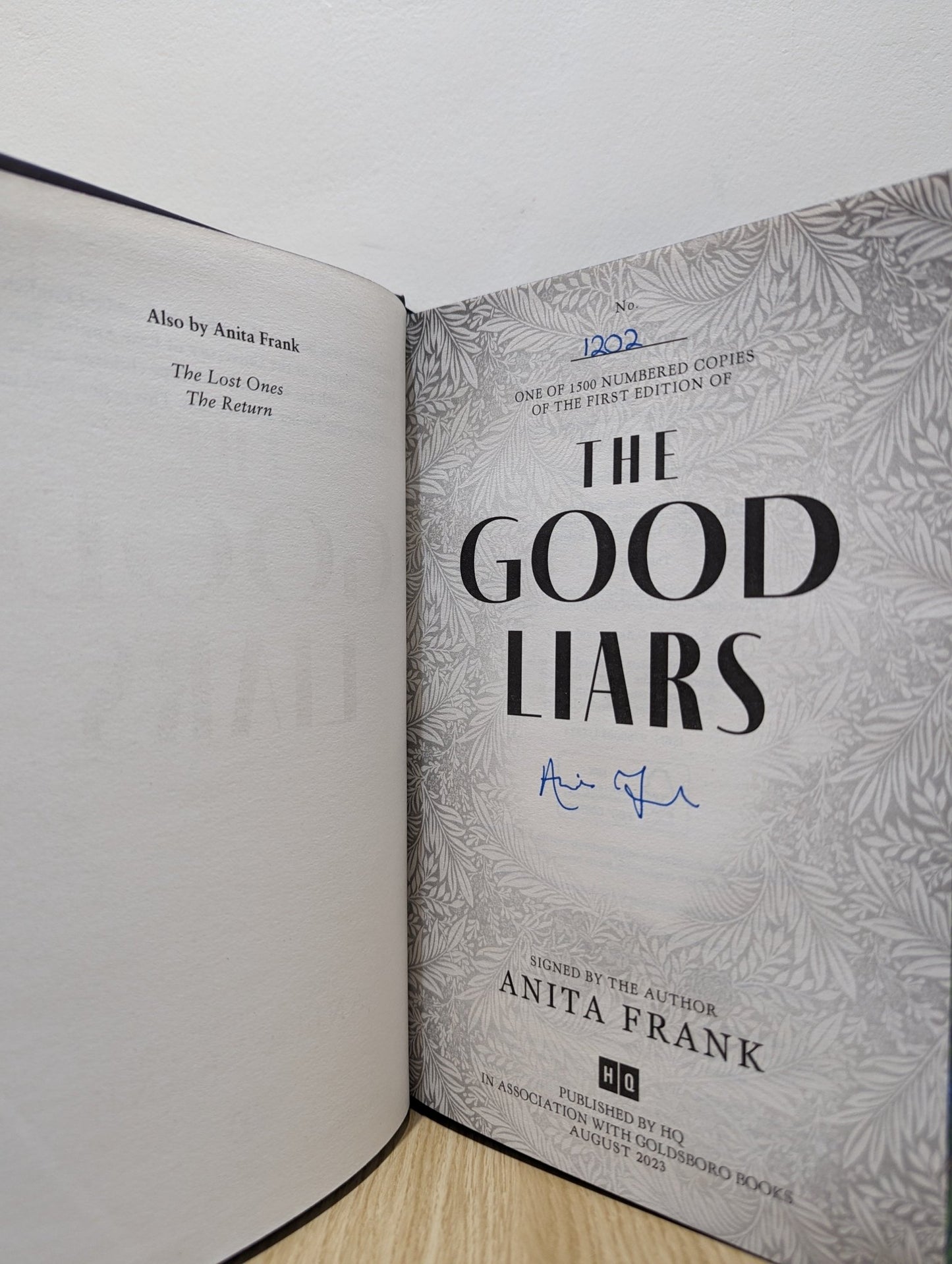 The Good Liars by Anita Frank (Signed First Edition with sprayed edges) - Fialta Books
