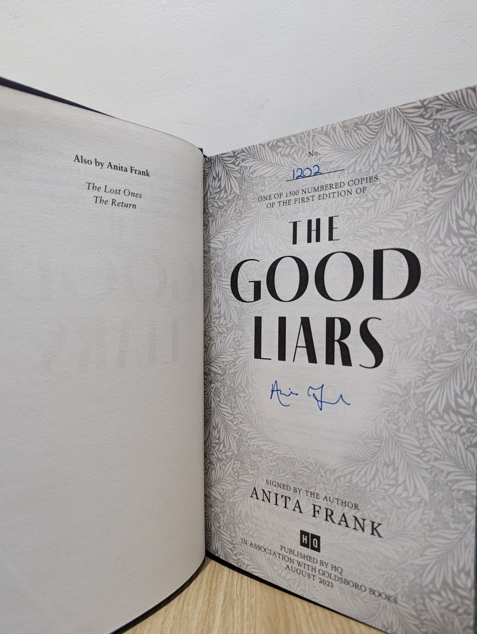 The Good Liars by Anita Frank (Signed First Edition with sprayed edges) - Fialta Books
