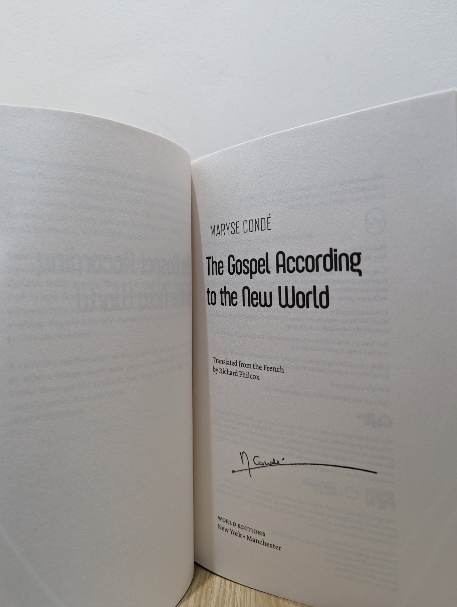 The Gospel According to the New World by Maryse Conde (Signed) - Fialta Books