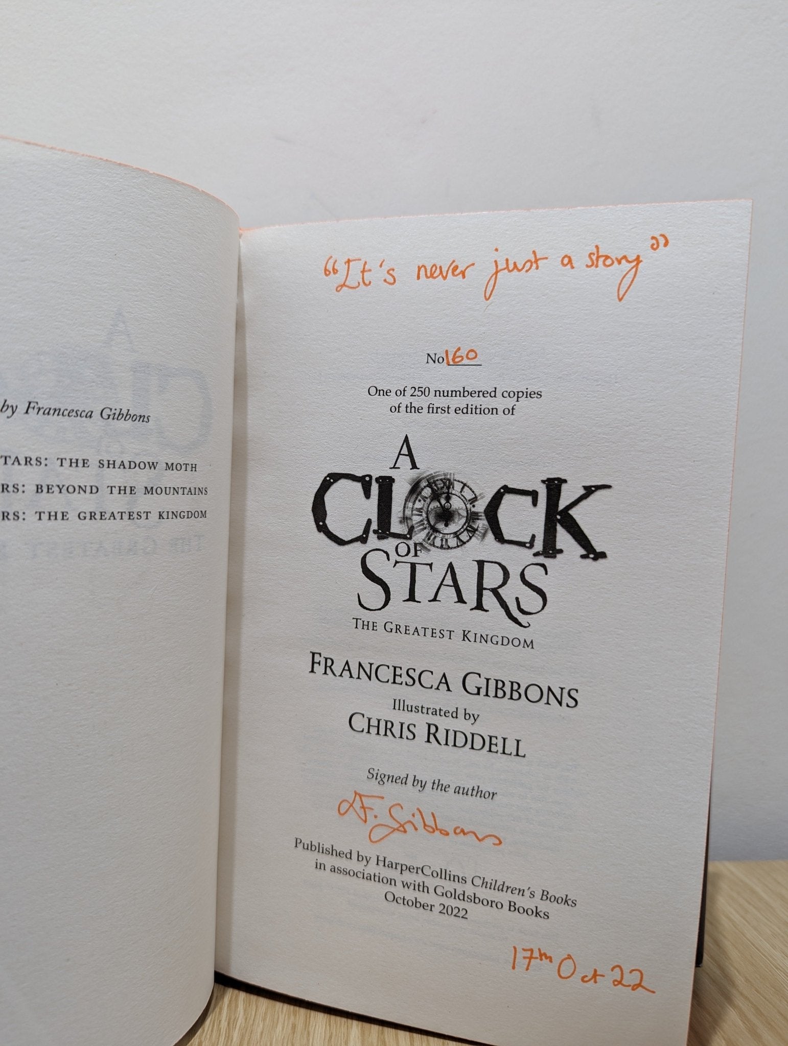 The Greatest Kingdom: A Clock of Stars Book 3 by Francesca Gibbons (Signed Lined Numbered First Edition) - Fialta Books