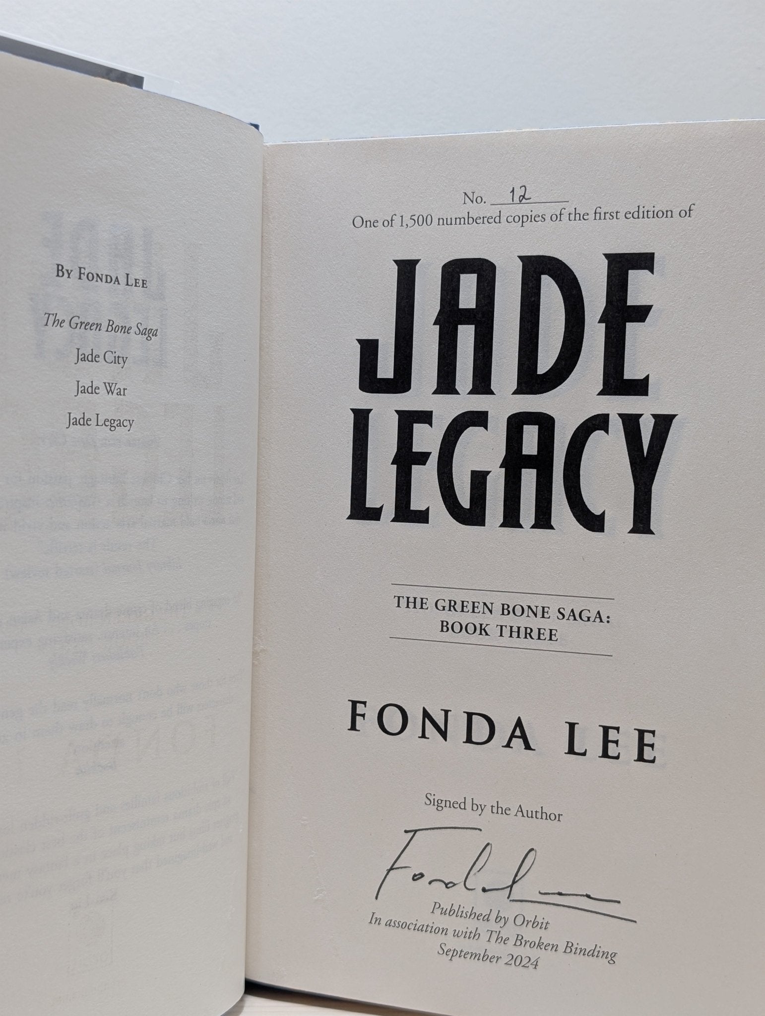 The Green Bone Saga: Jade City; Jade War; Jade Legacy by Fonda Lee (Signed Special Edition with sprayed edges) - Fialta Books