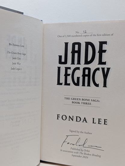 The Green Bone Saga: Jade City; Jade War; Jade Legacy by Fonda Lee (Signed Special Edition with sprayed edges) - Fialta Books