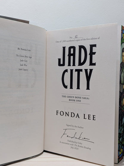 The Green Bone Saga: Jade City; Jade War; Jade Legacy by Fonda Lee (Signed Special Edition with sprayed edges) - Fialta Books