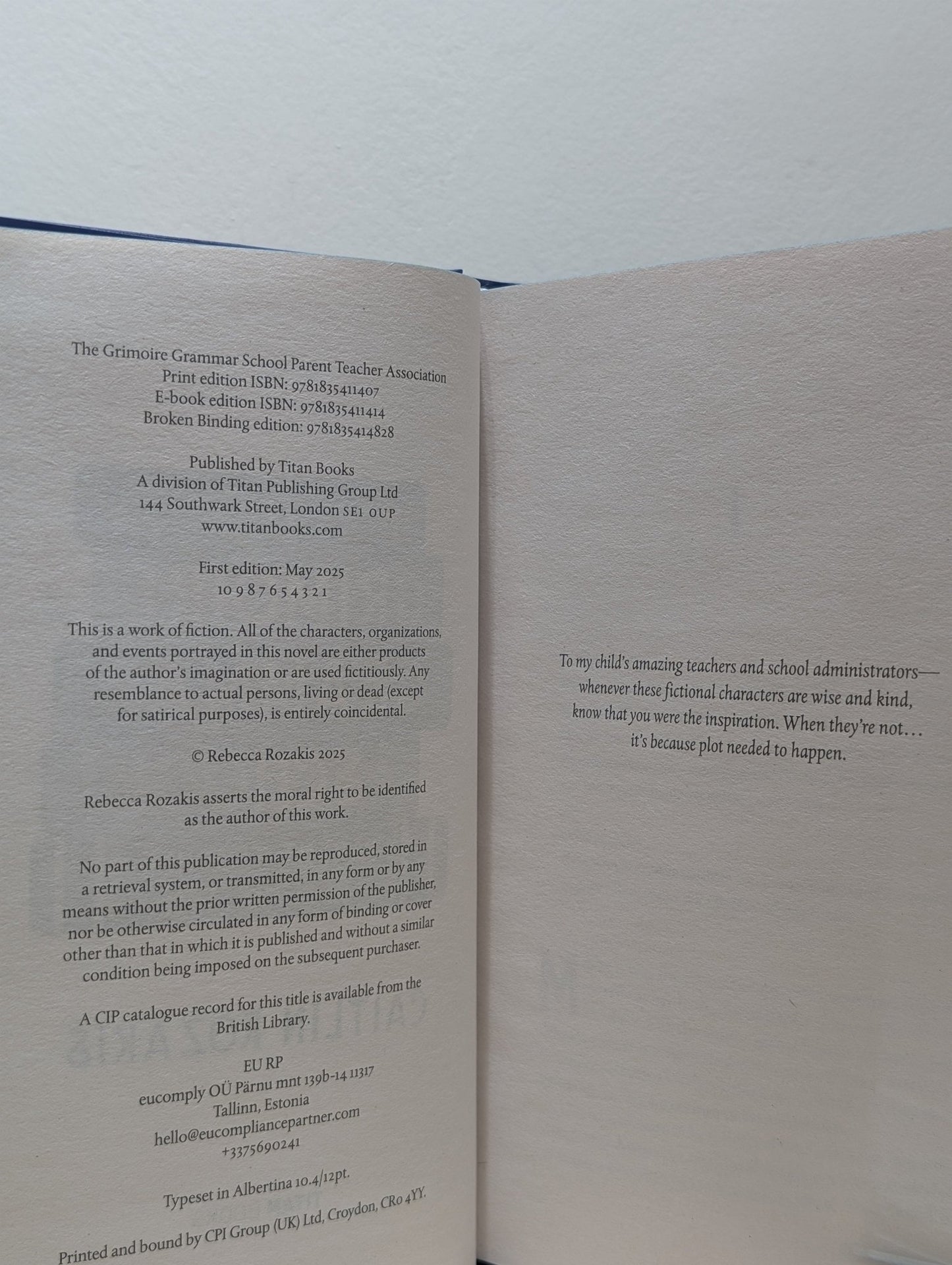 The Grimoire Grammar School Parent Teacher Association by Caitlin Rozakis (Signed with sprayed edges) - Fialta Books