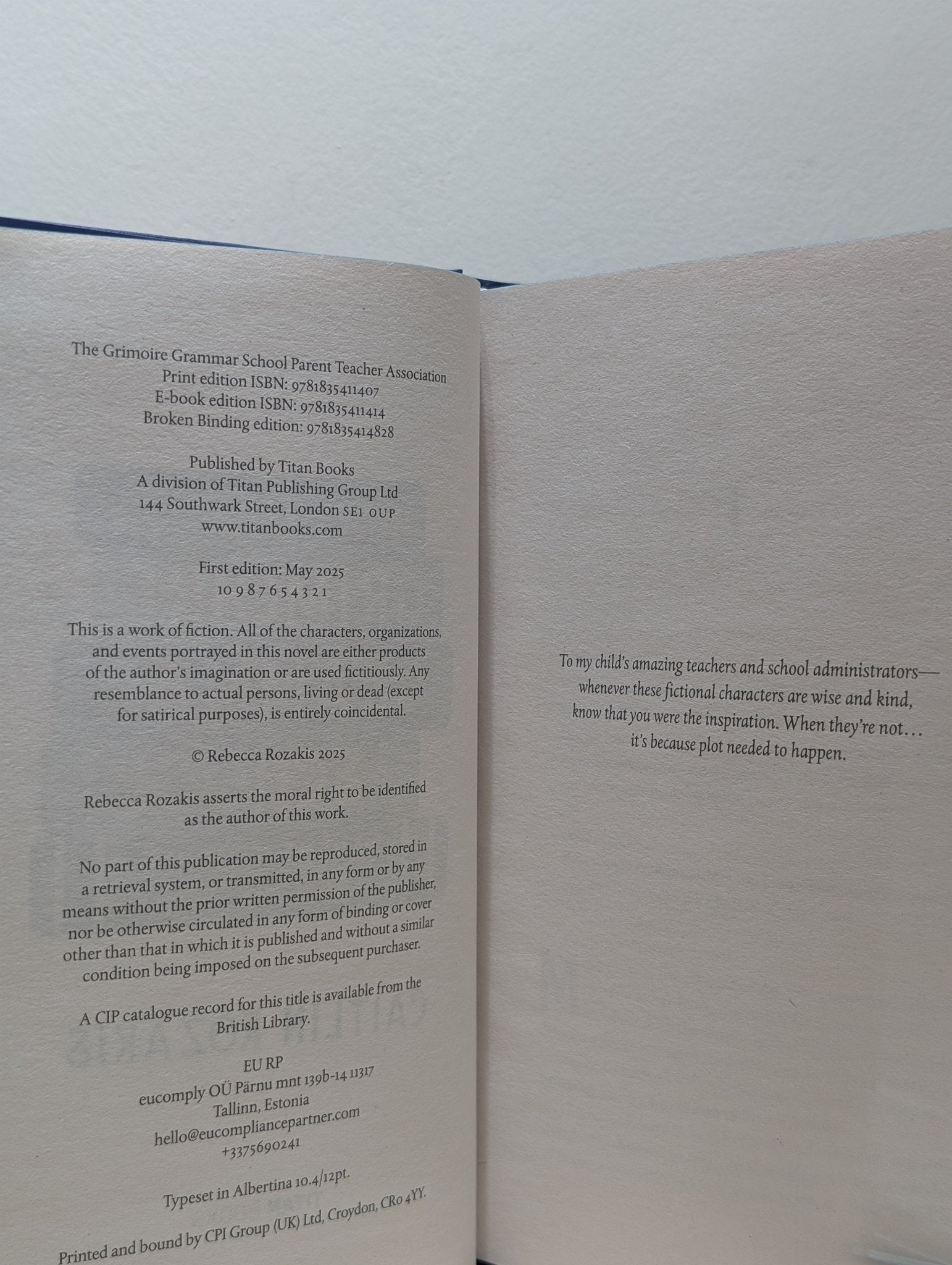 The Grimoire Grammar School Parent Teacher Association by Caitlin Rozakis (Signed with sprayed edges) - Fialta Books