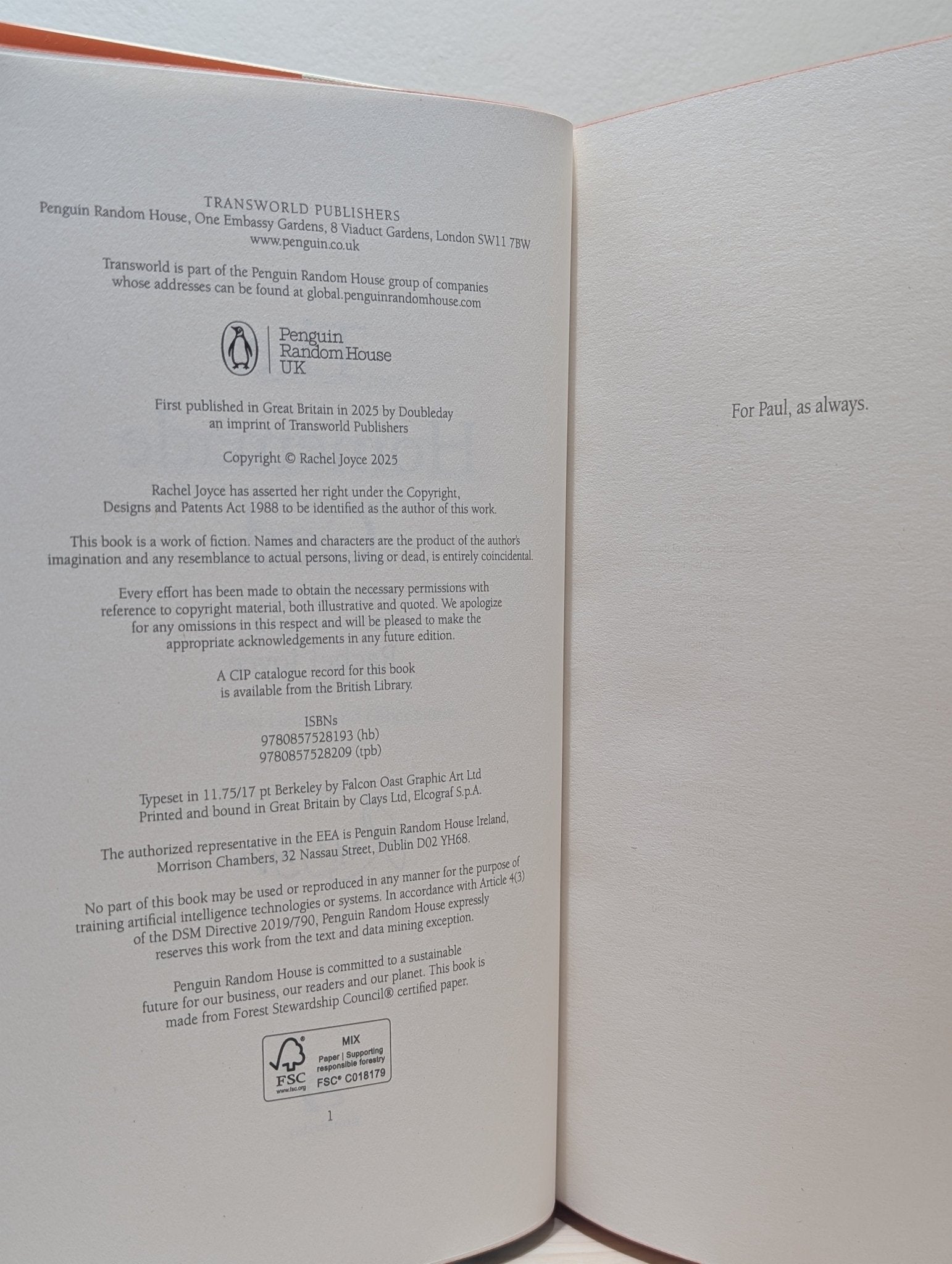 The Homemade God by Rachel Joyce (Signed First Edition with sprayed edges) - Fialta Books