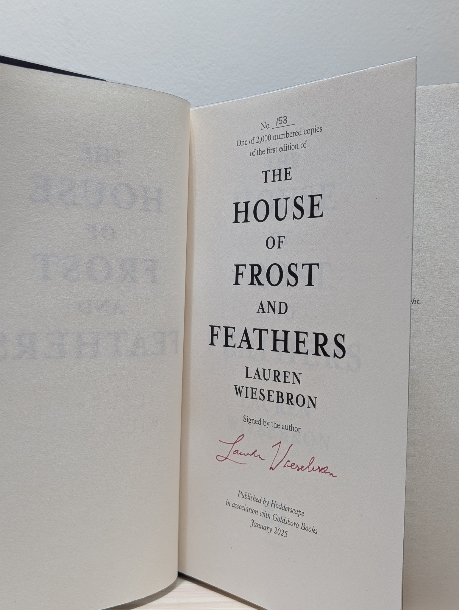 The House of Frost and Feathers by Lauren Wiesebron (Signed Numbered First Edition with sprayed edges) - Fialta Books