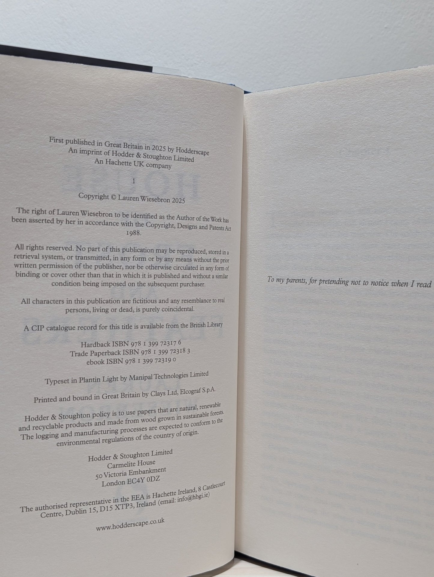 The House of Frost and Feathers by Lauren Wiesebron (Signed Numbered First Edition with sprayed edges) - Fialta Books