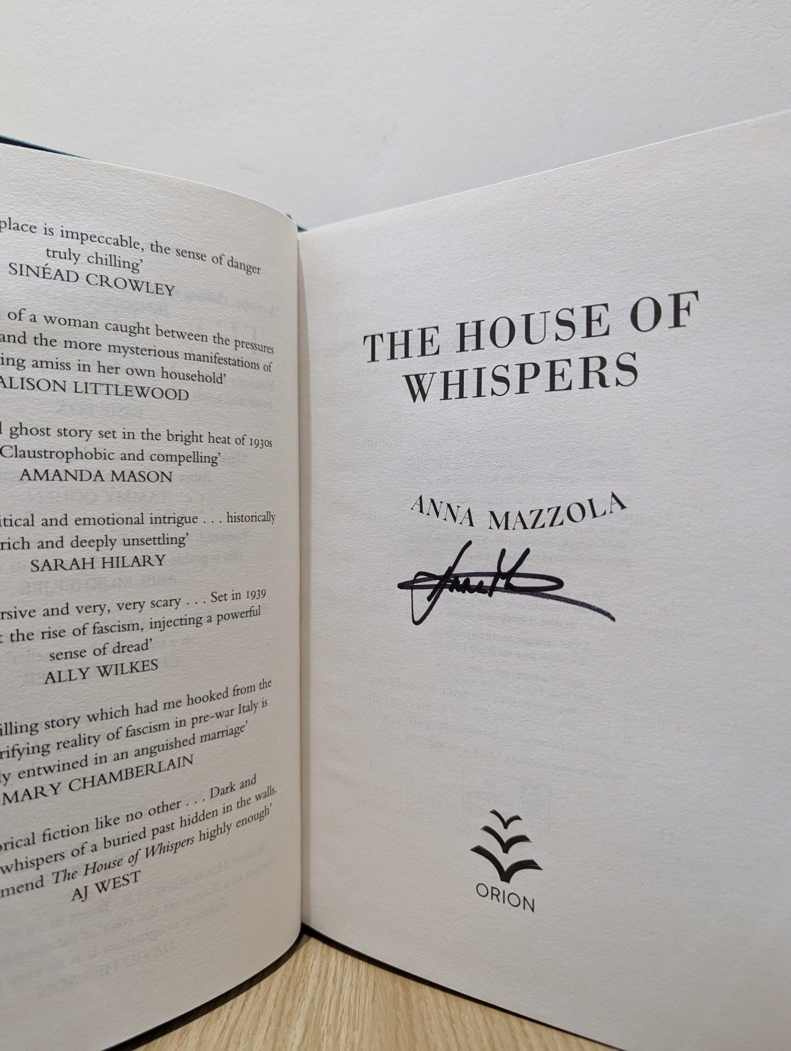 The House of Whispers by Anna Mazzola (Signed First Edition with sprayed edges) - Fialta Books