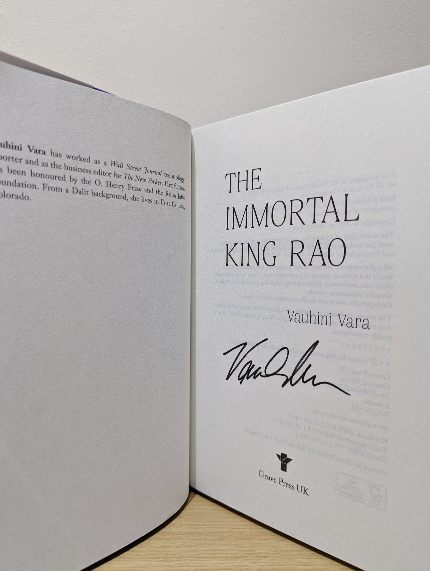 The Immortal King Rao by Vauhini Vara (Signed First Edition) - Fialta Books