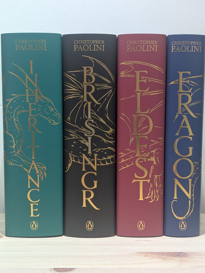 The Inheritance Cycle: Eragon; Eldest; Brisingr; Inheritance by Christopher Paolini (Signed Special Edition with sprayed edges) - Fialta Books